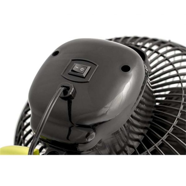 Garden Highpro Clip Ventilator 12 Watt mit der oberen Rückansicht des Powerschalters.