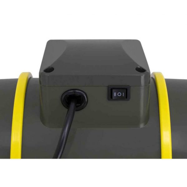 Garden Highpro Lüfter 2-stufig Ansicht der Rückseite mit dem Powerknopf.