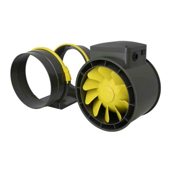 Garden Highpro Lüfter 2-stufig Ansicht des geöffneten Ventilators mit den abgenommenen Befestigungsschnallen.